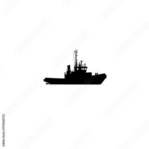 Silhouette of a modern warship silhouette majestic naval vessel displayed in simple black and white silhouette Flat design vector illustration isolated on a white background