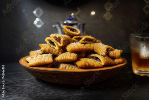 Close Up of Maghreb Makrout Date Cookies on a Plate — Traditional Dessert