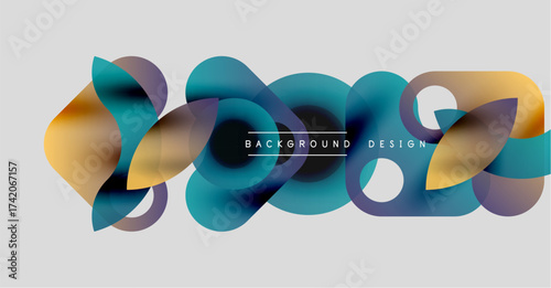 Abstract fluid shapes, vibrant colors blend. Modern design element, dynamic composition. Background features smooth gradients, soft curves.