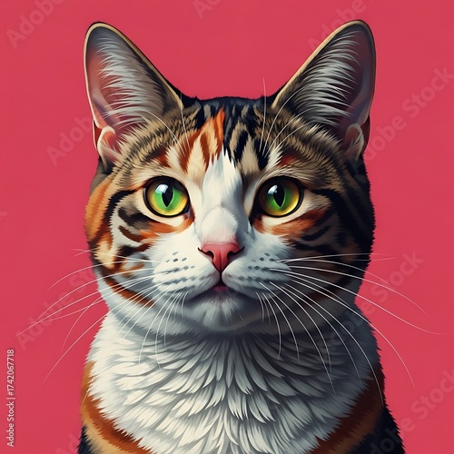 Captivating Calico - A Portrait of Feline Focus and Striking Beauty.