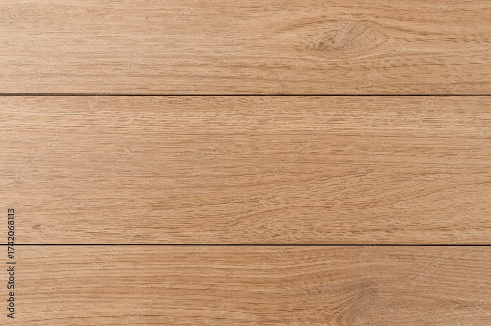 Fototapeta premium Wooden plank texture top view on light oak background 