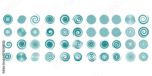 Funnel or swirl icons. Black vortex logo. Set of spiral element. Funnel icon collection