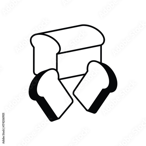 Flat Bread icon clean and modern vector illustration