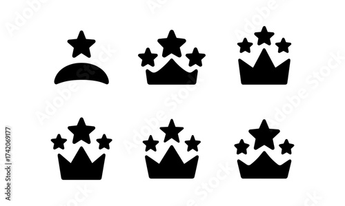 Minimalist black star crowns collection in various styles