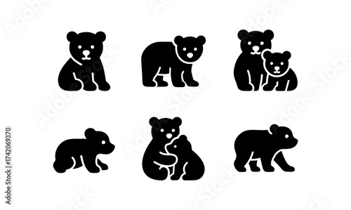 Adorable bear silhouettes: minimalist black bear cub designs for creative projects