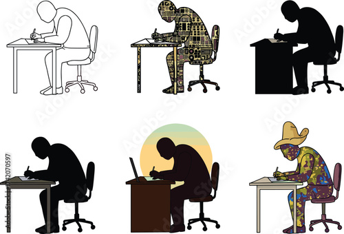 Silhouette people combing hair, personal grooming, hairstyle care, beauty routine, self care, hygiene practice, daily routine, wellness lifestyle, hair styling, clean look