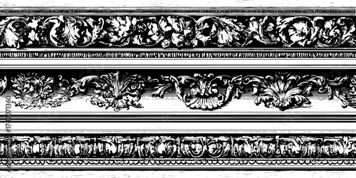 Floral decorative pattern in elegant style. Detailed vector illustration with intricate design elements for decorative use, presented as a set.