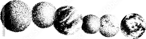 Vector illustration of a set of planets in space, featuring a simple black and white design with celestial bodies outlined clearly.