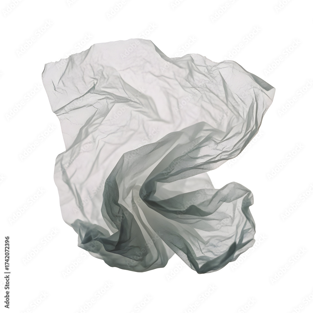 Fototapeta premium Crumpled white paper abstract with transparent background