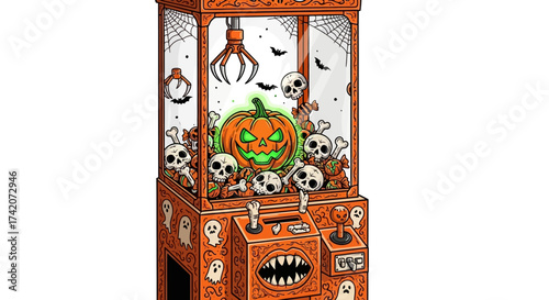 Whimsical Halloween Claw Machine Filled with Spooky Treats and Decorations for Holiday Fun