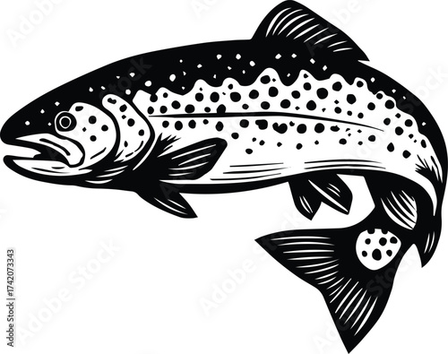 Rainbow Trout Fish | Fishing Silhouette Clipart | Trout Angler