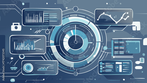 Clean Vector: Predictive Analytics Cycle Interconnected System Diagram for AI Financial Forecasting