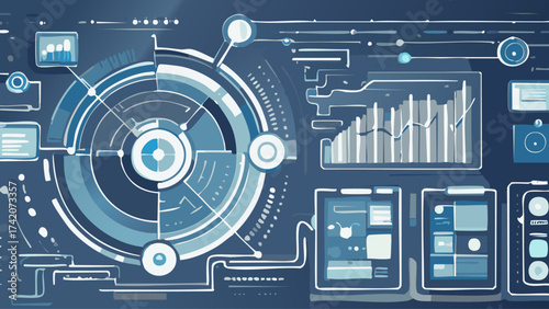 Clean Vector: Predictive Analytics Cycle Interconnected System Diagram for AI Financial Forecasting