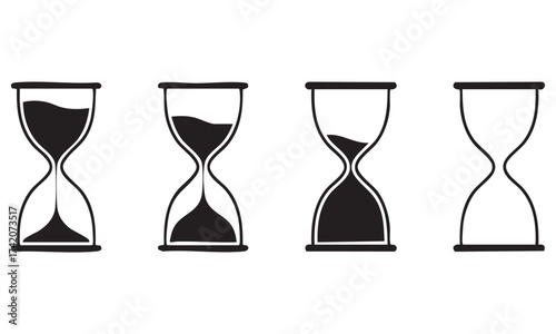 Sand watch icon set hourglass symbol flat vector illustration
