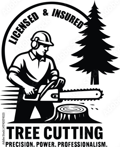 Tree Cutting Service Logo | Lumberjack Tree Removal Business Logo
