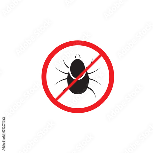 Insect and pest control alert. Mites or ticks are not allowed. Bug-free zone sign