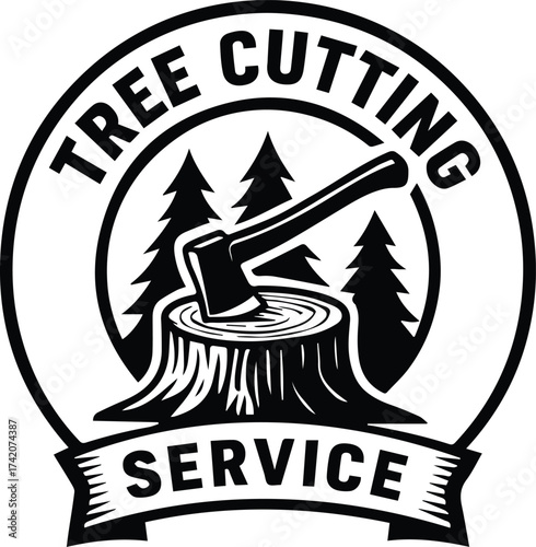 Tree Cutting Service Logo | Lumberjack Tree Removal Business Logo Design