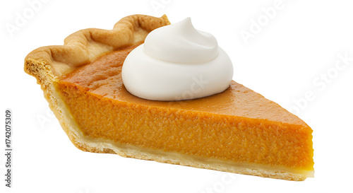 Delicious Slice of Pumpkin Pie with Whipped Cream on a Warm Background