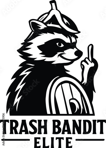 Trash Bandit | Funny Raccoon Middle Finger Clipart | Rebel Animal | Sarcastic Cartoon Design