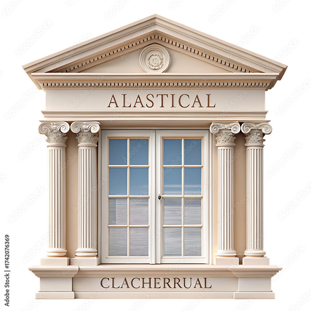 Obraz premium classic architectural window with pediment isolated on white background ,PNG. AI Generated