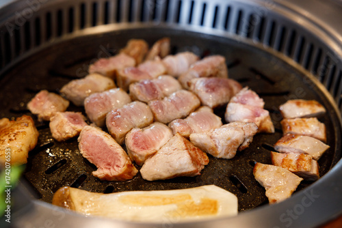 Korean traditional style grill BBQ pork.