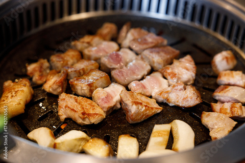 Korean traditional style grill BBQ pork.