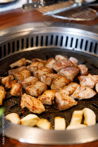Korean traditional style grill BBQ pork.