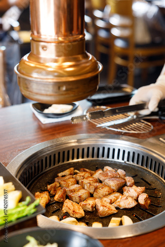 Korean traditional style grill BBQ pork.