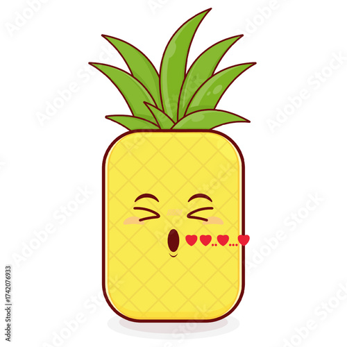 pineapple whistling love face cartoon cute