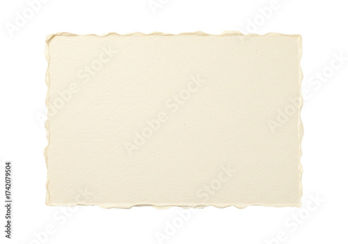 Rough textured paper sheet isolated PNG, handmade deckle edge paper for graphic design and scrapbooking
