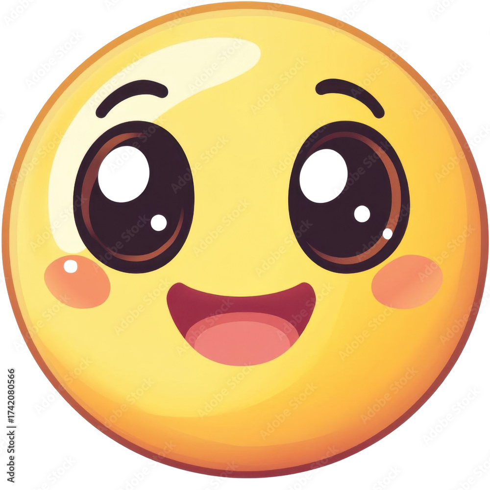 Fototapeta premium AI Image Depicting Expressive Emoticon with Cheerful Grin and Large Eyes on Black Backdrop