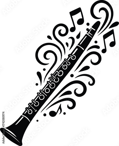 Clarinet | Clarinet Silhouette | Clarinet Clipart | Musical instrument