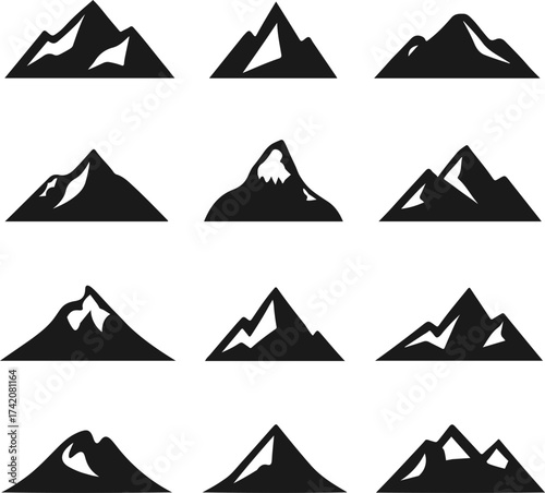 Mountain Logo Symbols and Icon Set – Adventure, Nature, Outdoor, Travel Emblem Collection