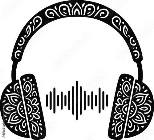 Headphones Mandala | Headphones Silhouette Clipart | Music Mandala