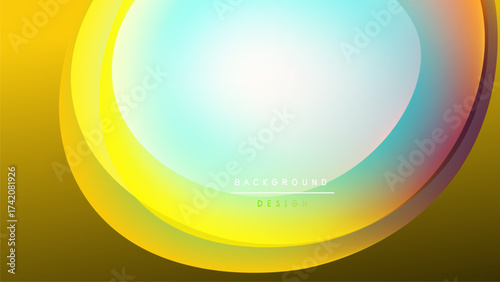 Abstract vibrant layers create flowing shapes. Yellow, turquoise, magenta blend into soft gradients. Minimalist design for backgrounds.