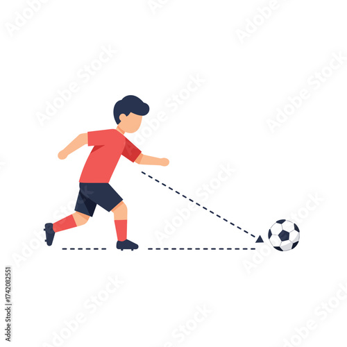This vibrant illustration captures a young athlete in motion, preparing to strike a soccer ball, symbolizing sports, activity, and youthful energy.