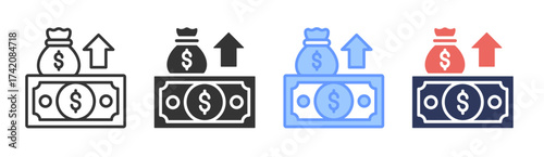 Revenue icon set multiple style collection