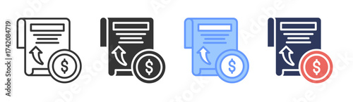 Expense icon set multiple style collection
