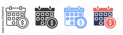 Budget icon set multiple style collection