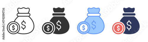Capital icon set multiple style collection