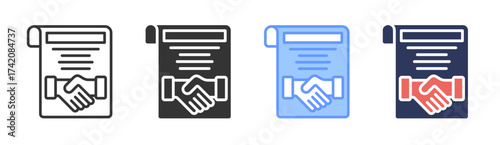 Contract icon set multiple style collection