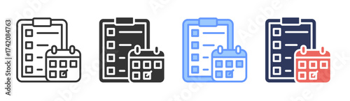 Planning icon set multiple style collection