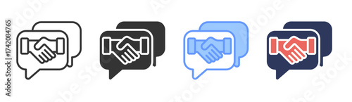 Collaboration icon set multiple style collection