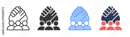 Teamwork icon set multiple style collection