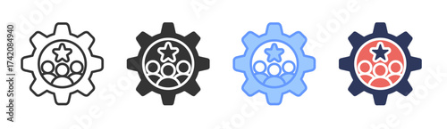 Management icon set multiple style collection