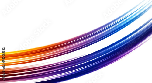 Radiant spectral flow graceful multi-colored lines on stark white backdrop composition evokes