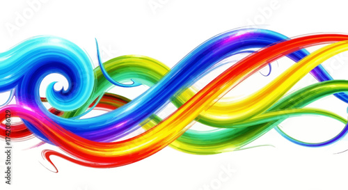 Vibrant color waves flowing dynamically across a clean white background creating an energetic and