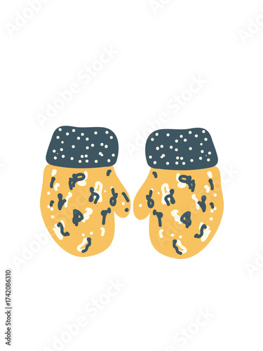 vector illustration cozy yellow baby mittens