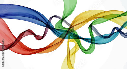 Vibrant ribbons cascading in harmony creating a playful composition of color
