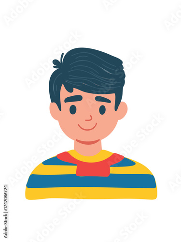 vector illustration cute young boy face